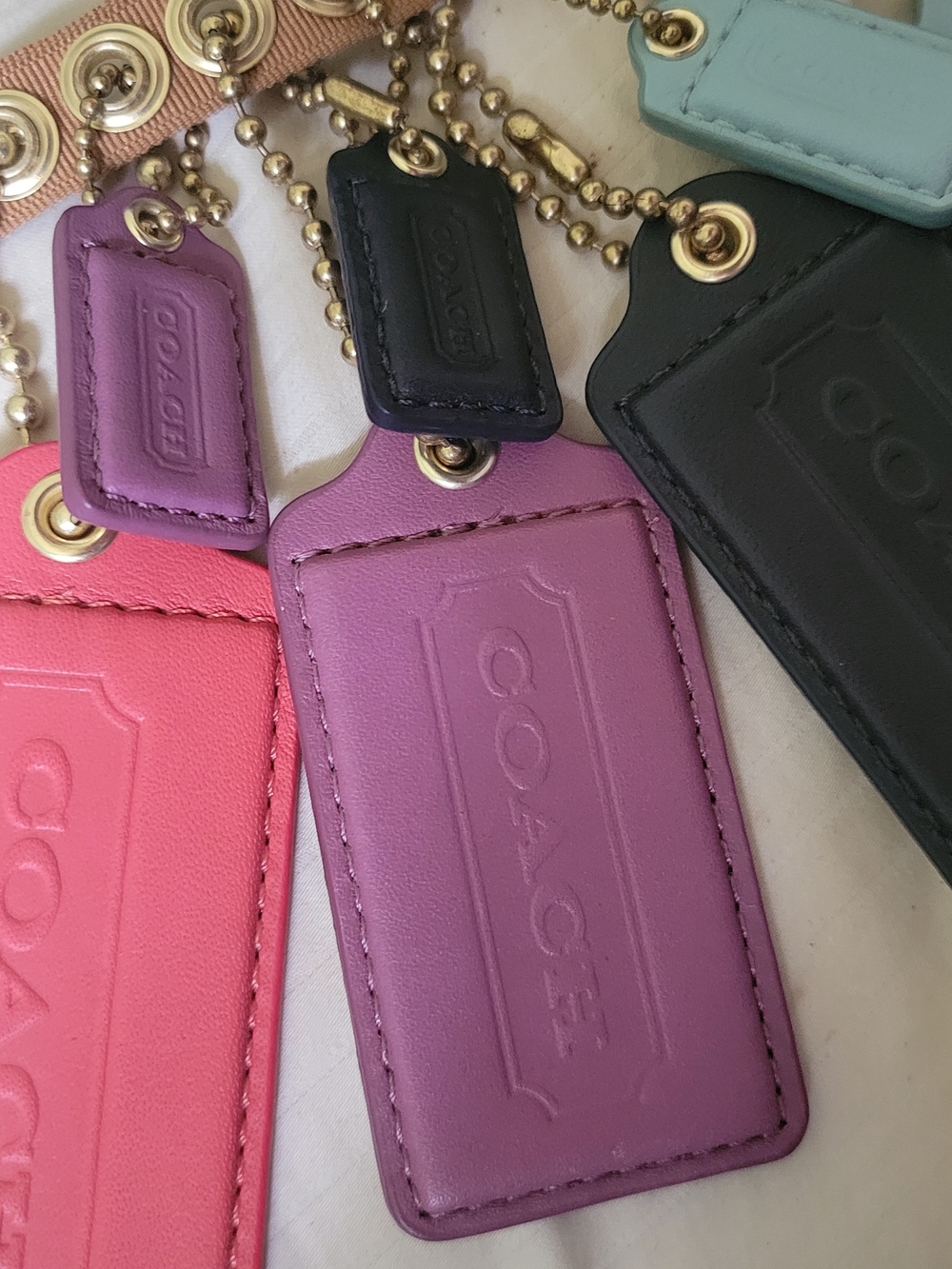 COACH Multicolor Leather Tag Charm Keychain 10 Piece - Picture 4 of 7